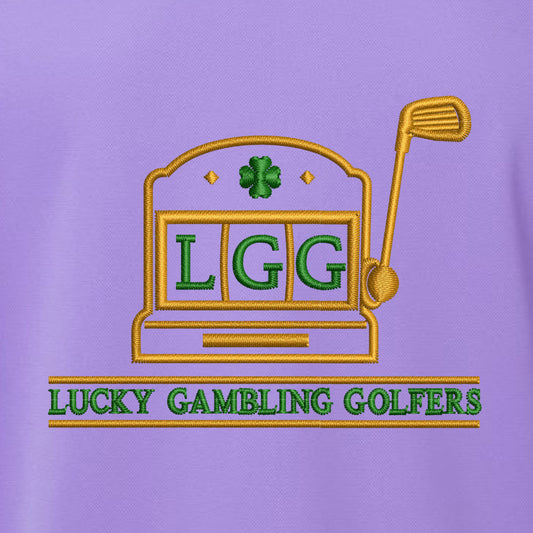 Lucky Gambling Golfers, Slot Machine Logo, Adidas Men's Performance Piqué Polo - Light Flash Purple