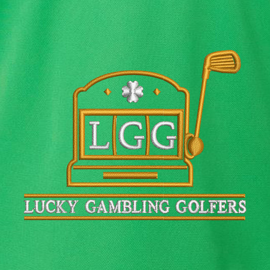 Lucky Gambling Golfers, Slot Machine Logo, Adidas Men's Performance Piqué Polo - Vivid Green