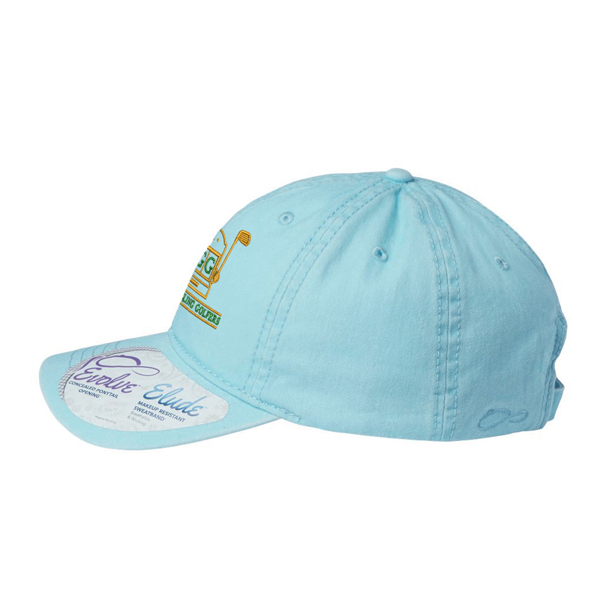 Lucky Gambling Golfers, Slot Machine Logo, Women's Pigment-Dyed with Fashion Undervisor Cap - Carolina Blue