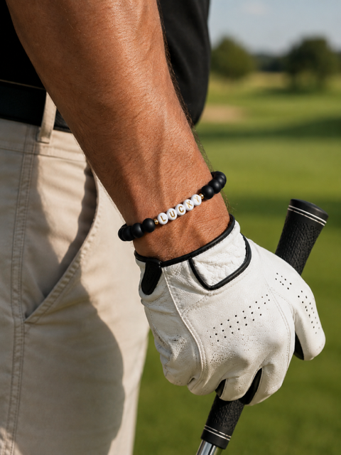 Lucky Gambling Golfers, "LUCKY", Men's Premium Beaded Bracelet