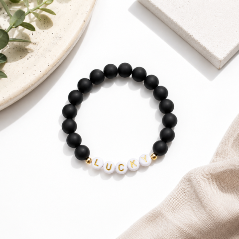 Lucky Gambling Golfers, "LUCKY", Men's Premium Beaded Bracelet