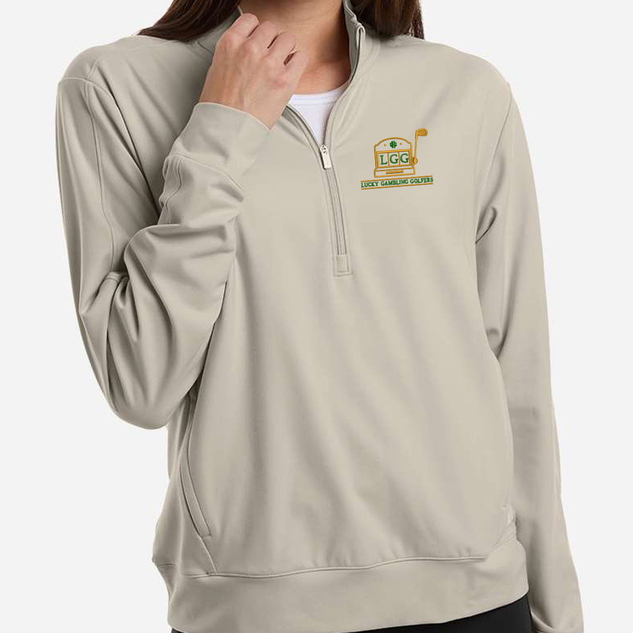 Lucky Gambling Golfers, Slot Machine Logo, Adidas Women's Quarter-Zip Pullover