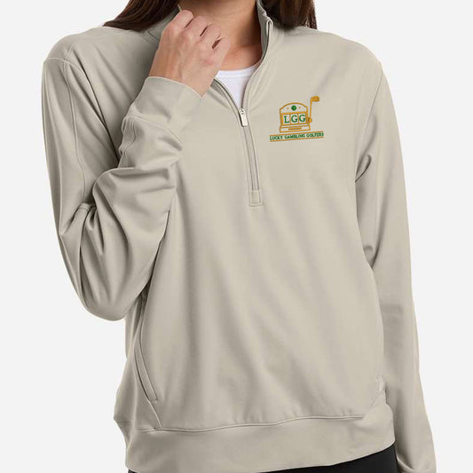 Lucky Gambling Golfers, Slot Machine Logo, Adidas Women's Quarter-Zip Pullover