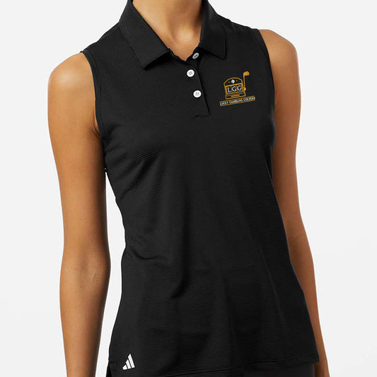 Lucky Gambling Golfers, Slot Machine Logo, Adidas Women's Sleeveless Polo - Black