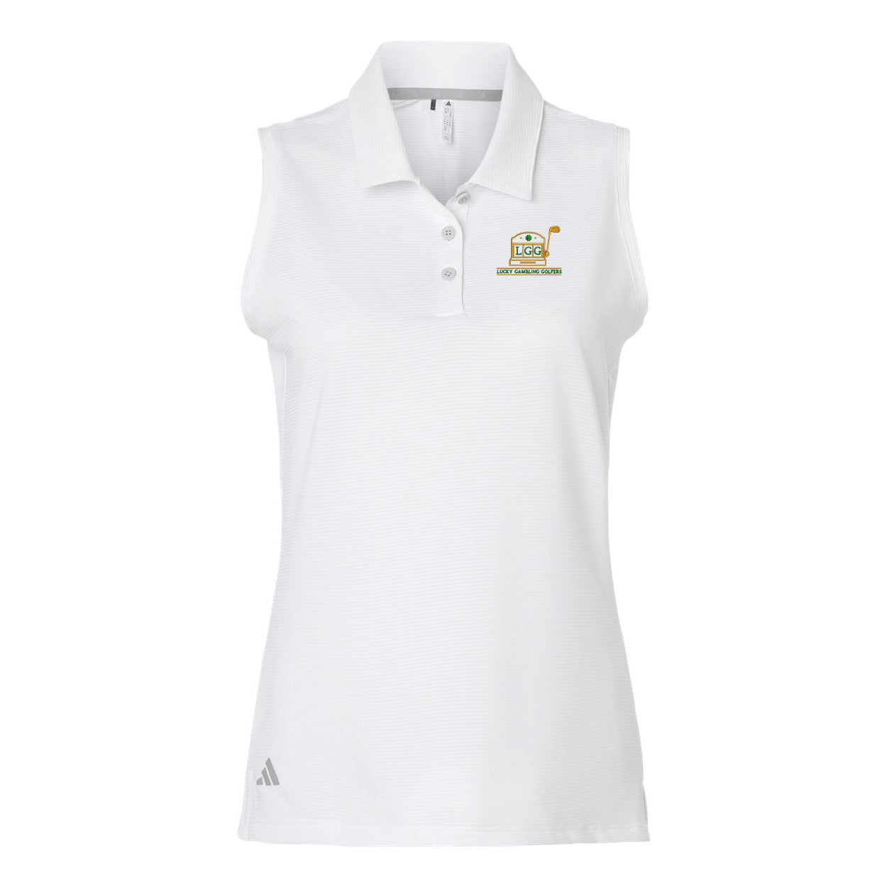 Lucky Gambling Golfers, Slot Machine Logo, Women's Sleeveless Polo - White