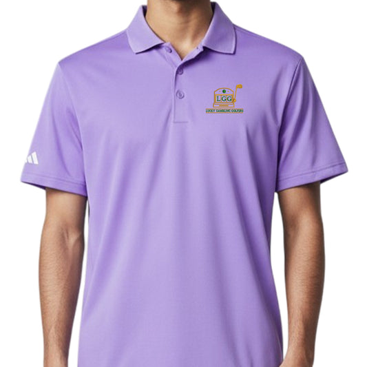 Lucky Gambling Golfers, Slot Machine Logo, Adidas Men's Performance Piqué Polo - Light Flash Purple