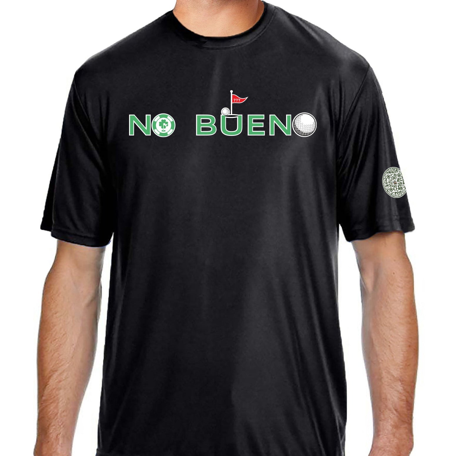 Lucky Gambling Golfers, "No Bueno", A4 Cooling Performance Short Sleeve T-Shirt - Black