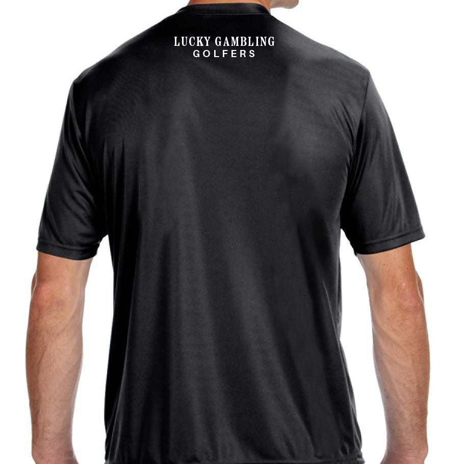 Lucky Gambling Golfers, "No Bueno", A4 Cooling Performance Short Sleeve T-Shirt - Black