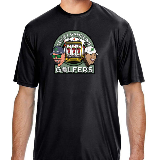Lucky Gambling Golfers, A4 Cooling Performance Short Sleeve T-Shirt - Black