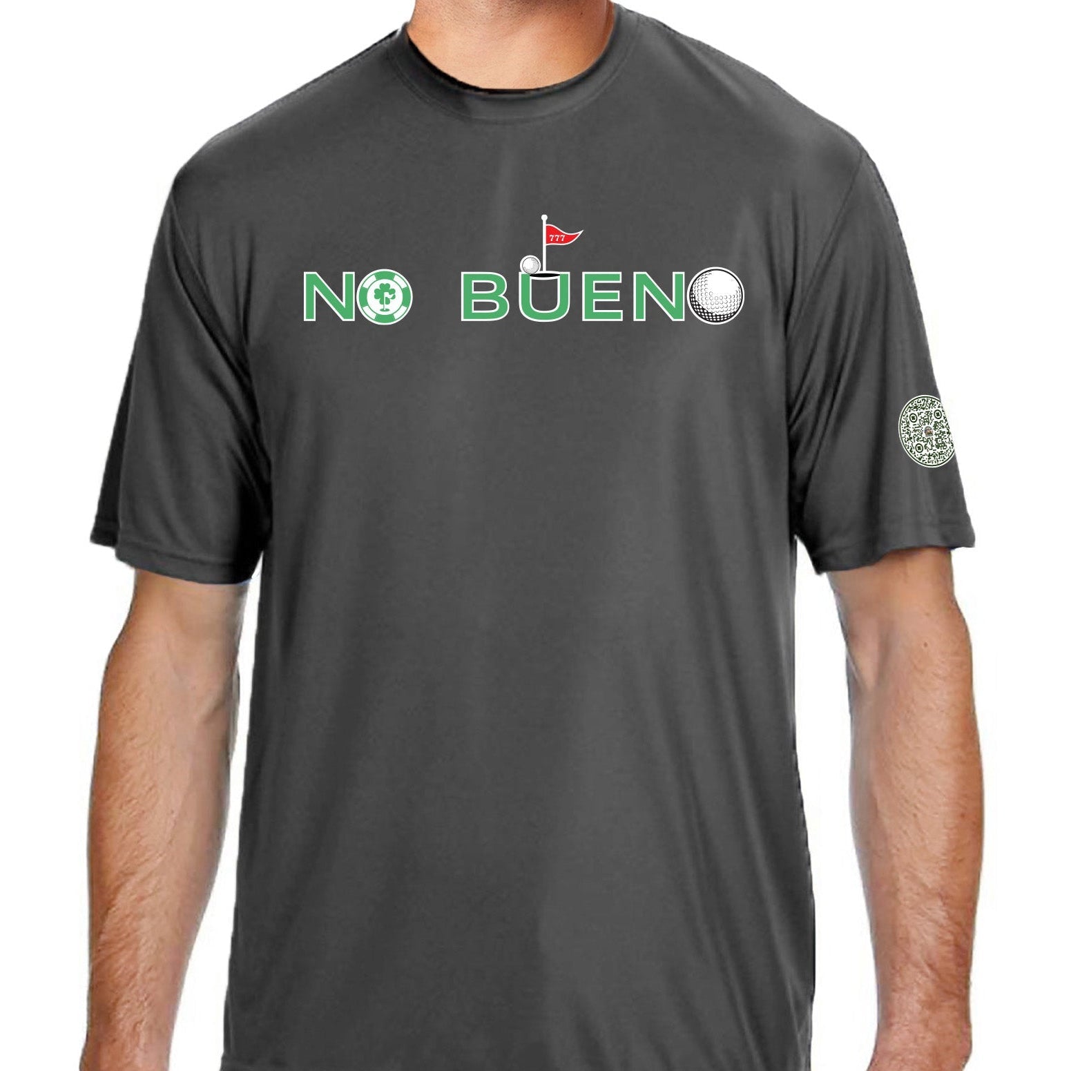 Lucky Gambling Golfers, "No Bueno", A4 Cooling Performance Short Sleeve T-Shirt - Graphite