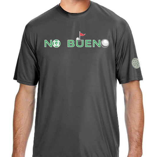 Lucky Gambling Golfers, "No Bueno", A4 Cooling Performance Short Sleeve T-Shirt - Graphite