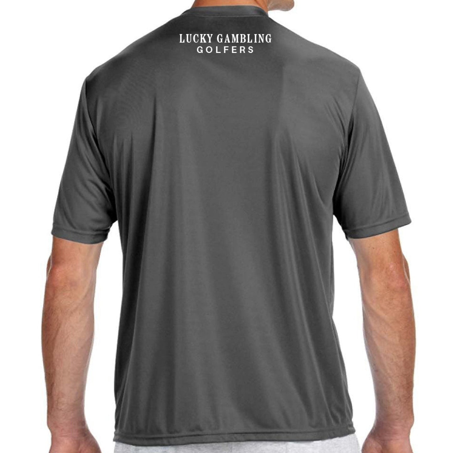 Lucky Gambling Golfers, "No Bueno", A4 Cooling Performance Short Sleeve T-Shirt - Graphite