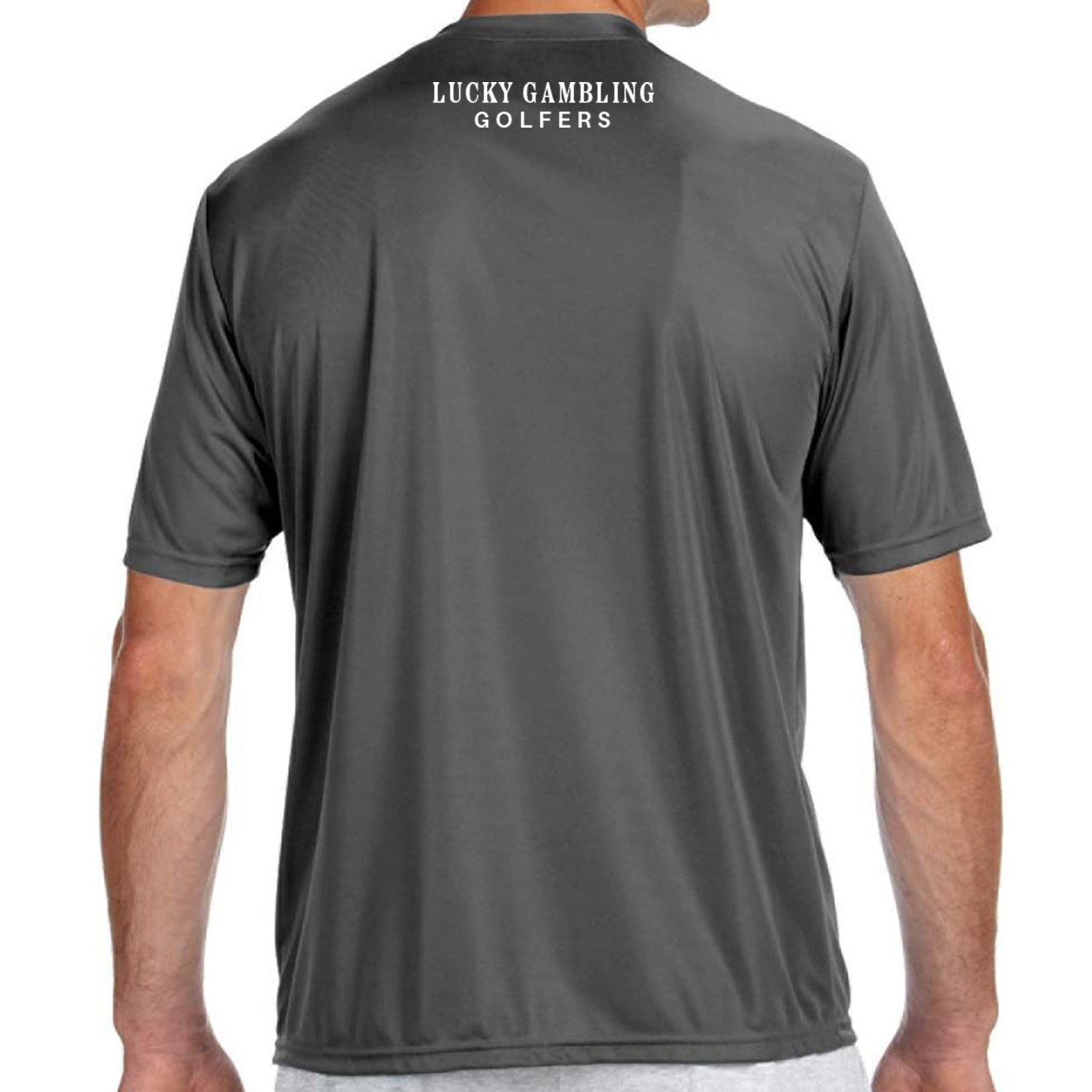 Lucky Gambling Golfers, "No Bueno", A4 Cooling Performance Short Sleeve T-Shirt - Graphite