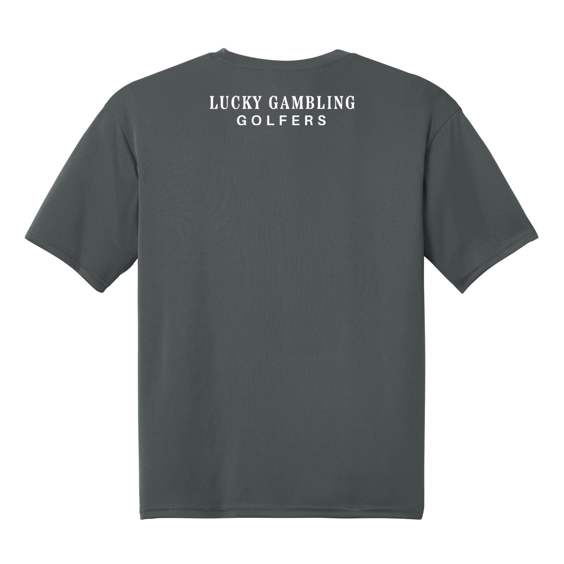 Lucky Gambling Golfers, "No Bueno", A4 Cooling Performance Short Sleeve T-Shirt - Graphite