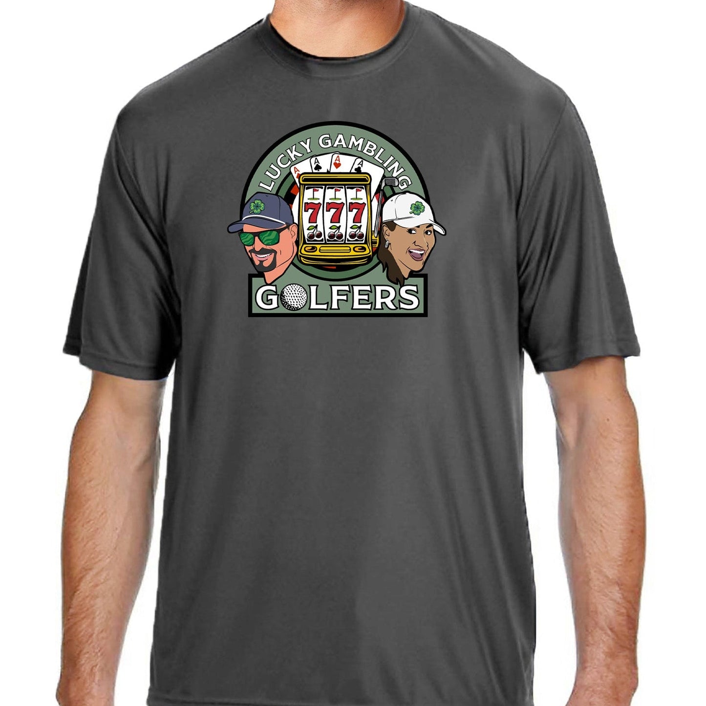 Lucky Gambling Golfers, A4 Cooling Performance Short Sleeve T-Shirt - Graphite