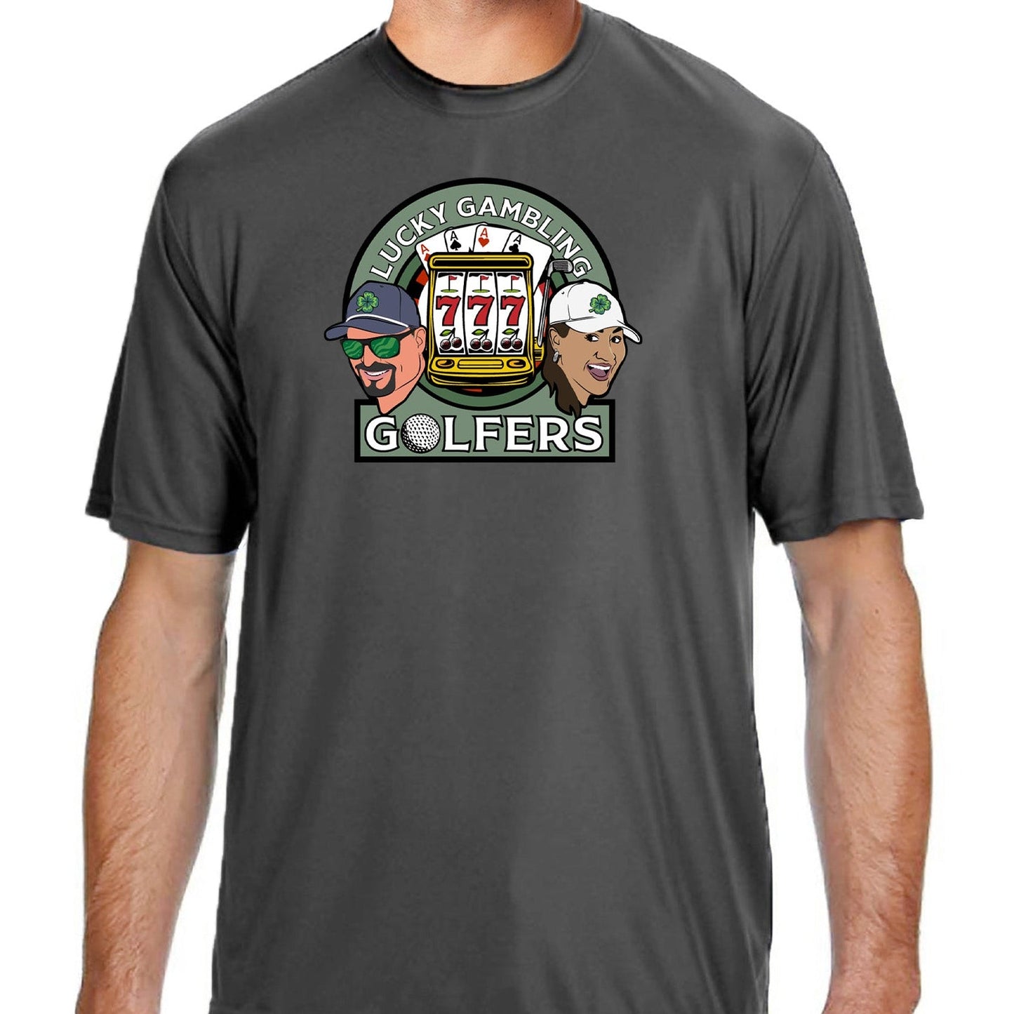 Lucky Gambling Golfers, A4 Cooling Performance Short Sleeve T-Shirt - Graphite
