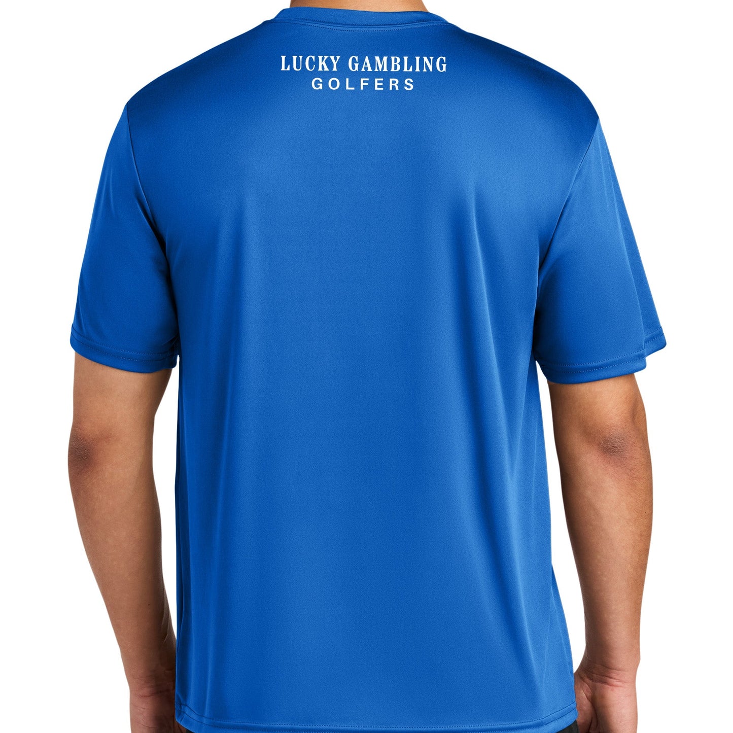 Lucky Gambling Golfers, "No Bueno", A4 Cooling Performance Short Sleeve T-Shirt - Royal