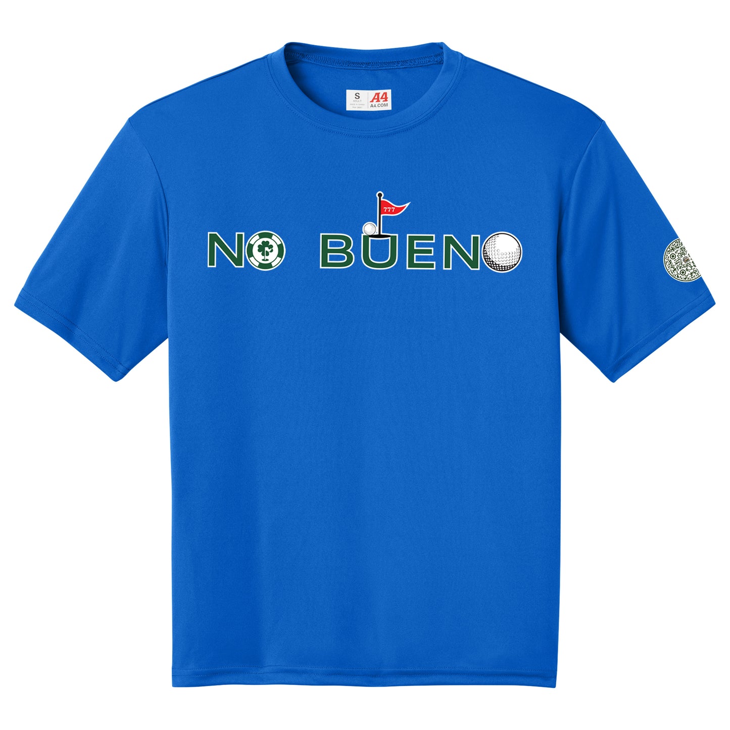 Lucky Gambling Golfers, "No Bueno", A4 Cooling Performance Short Sleeve T-Shirt - Royal