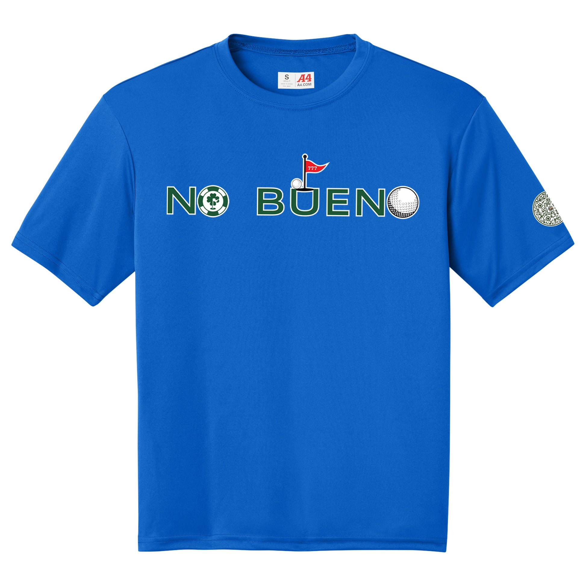Lucky Gambling Golfers, "No Bueno", A4 Cooling Performance Short Sleeve T-Shirt - Royal