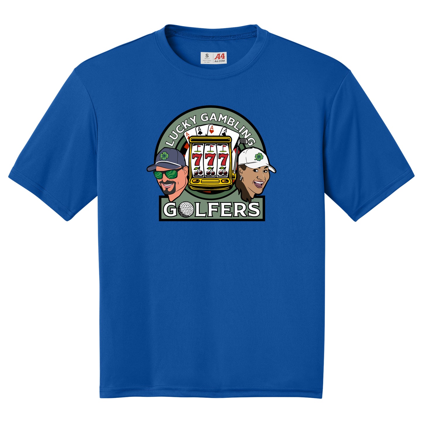 Lucky Gambling Golfers, A4 Cooling Performance Short Sleeve T-Shirt - Royal 