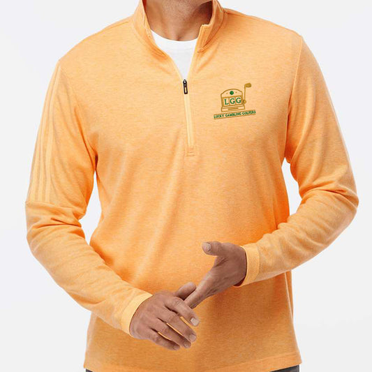 Lucky Gambling Golfers, Slot Machine Logo, Adidas Men's Quarter-Zip Pullover Sweater - Acid Orange