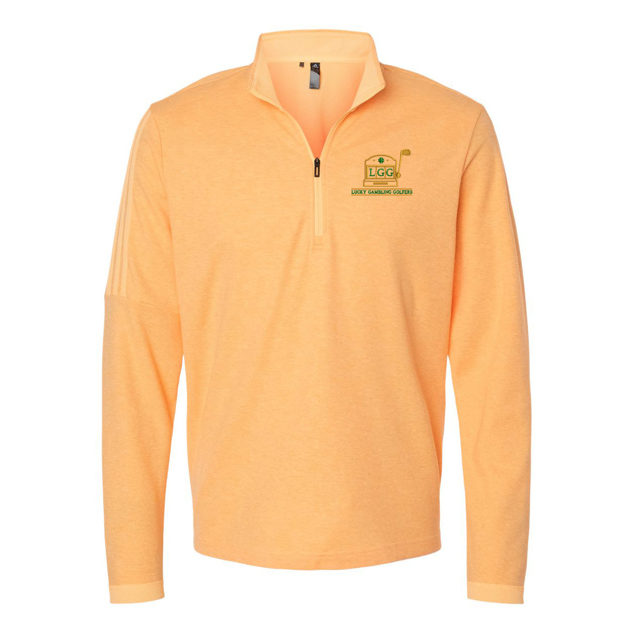 Lucky Gambling Golfers, Slot Machine Logo, Adidas Men's Quarter-Zip Pullover Sweater - Acid Orange