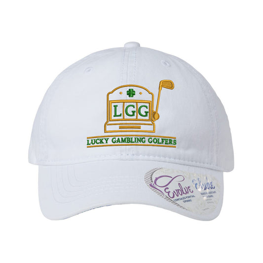Lucky Gambling Golfers, Slot Machine Logo, Women's Pigment-Dyed with Fashion Undervisor Cap - White