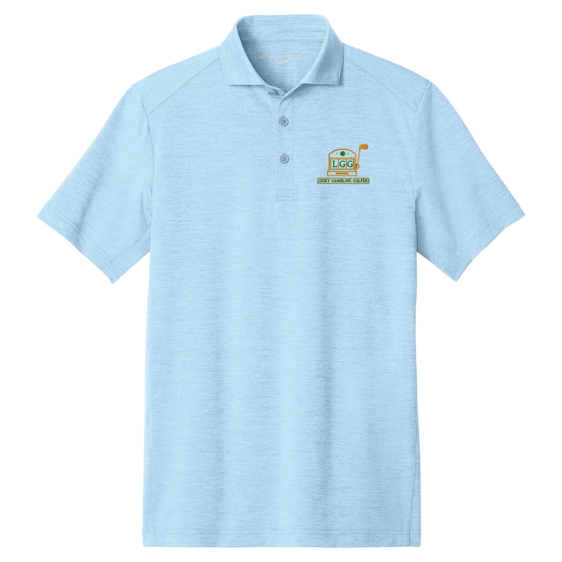 Lucky Gambling Golfers, Slot Machine Logo, TravisMathew Onward Polo - Light Blue