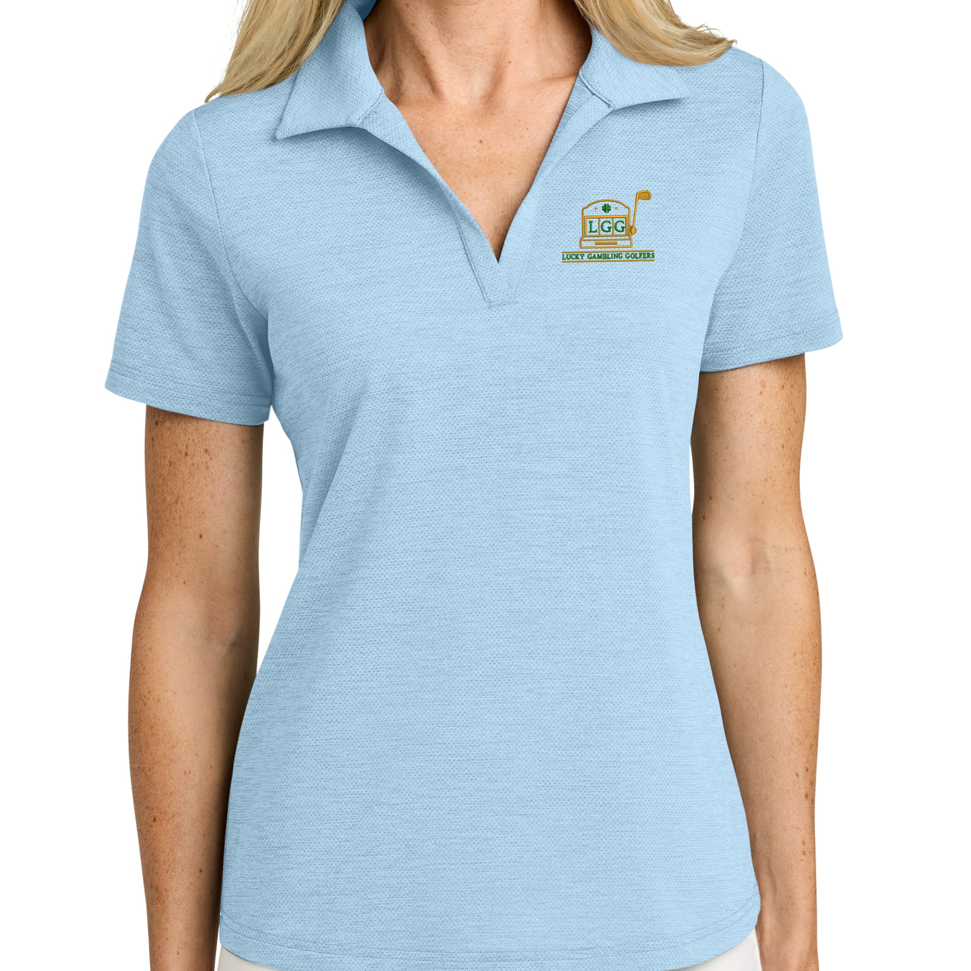 Lucky Gambling Golfers, Light Blue, TravisMathew Women’s Onward Polo - Light Blue