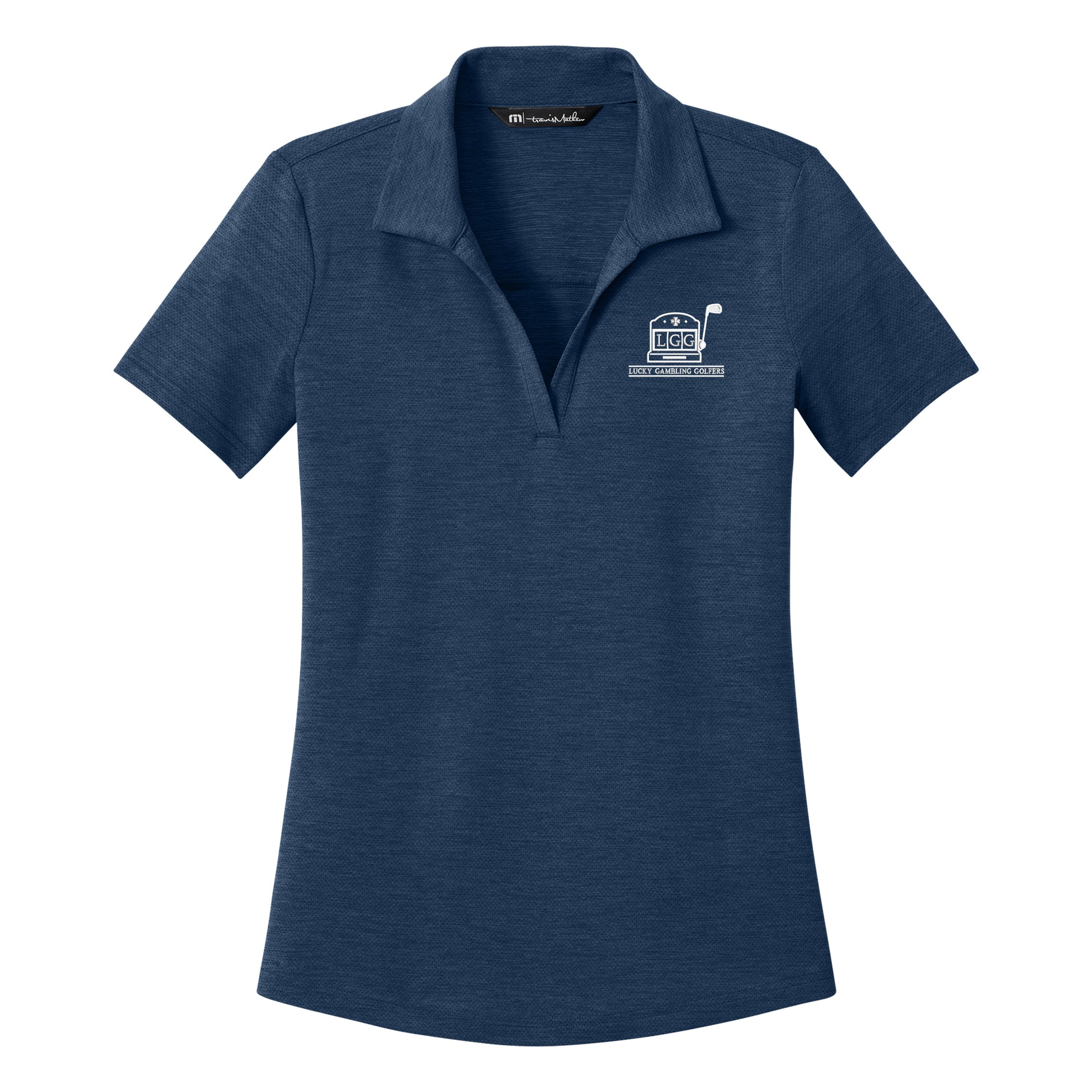 Lucky Gambling Golfers, Light Blue, TravisMathew Women’s Onward Polo - Navy