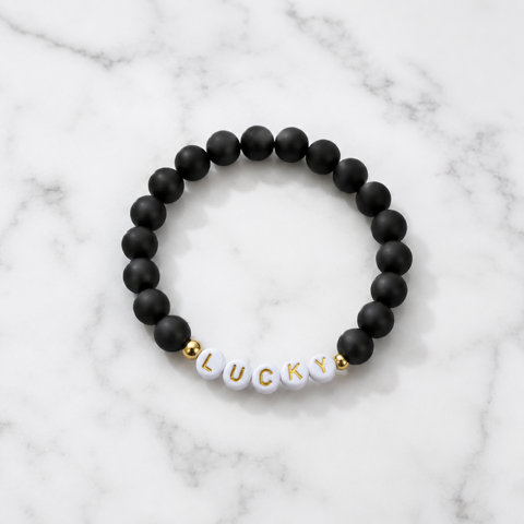 Lucky Gambling Golfers, "LUCKY", Men's Premium Beaded Bracelet