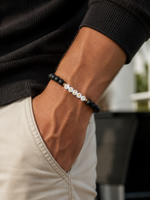 Lucky Gambling Golfers, "LUCKY", Men's Premium Beaded Bracelet