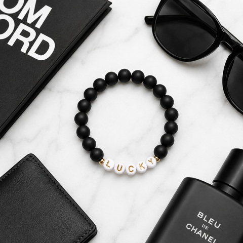 Lucky Gambling Golfers, "LUCKY", Men's Premium Beaded Bracelet